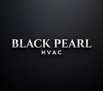 Black Pearl HVAC silver wordmark on a charcoal background