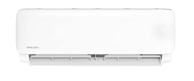 One white wall-mounted indoor air handler. Catalog page 6. Family illustration, not exact kit contents.